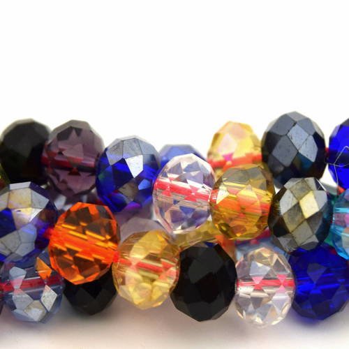 20 perles à facettes cristal verre octogonale mixte 4x6mm ref pfo201607m 