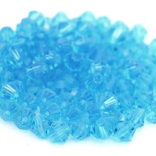 110 perles à facettes  cristal verre toupie bleu ciel  4mm ref pf01 