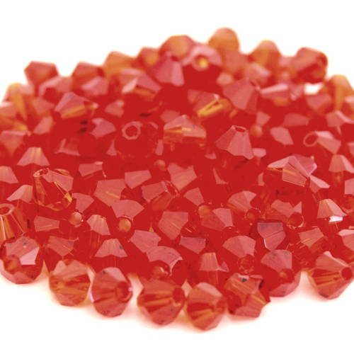 110 perles à facettes  cristal verre toupie rouge orangé 4mm ref pf41 