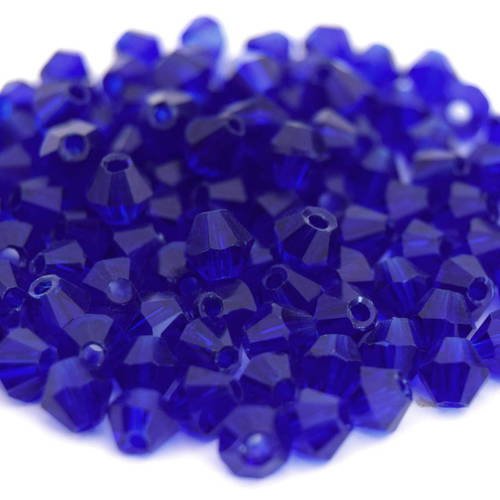 20 perles à facettes  cristal verre toupie bleu océan 4mm ref pf05 