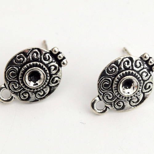 4 puces d'oreilles argent antique 15 x 10.5 mm ref pc201603 