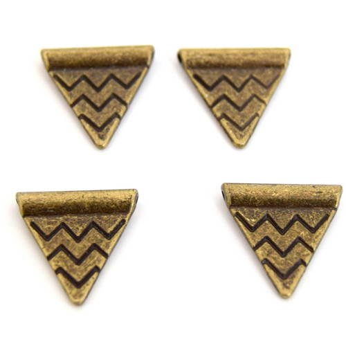 10 perles intercalaires triangle couleur bronze 14x14mm  pib06 