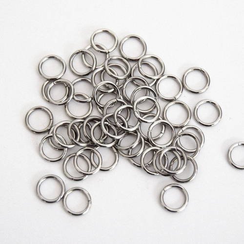 30 anneaux argenté en acier-inoxydable de 7x1mm ref201601 
