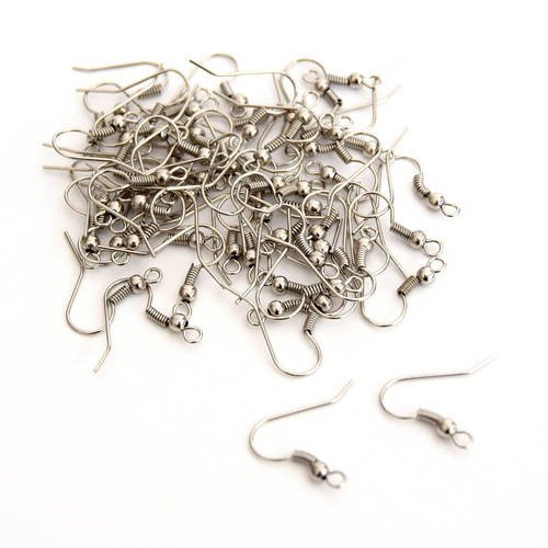 80 crochets boucle d'oreille métal argent platine 18mm sbo201602