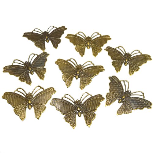 8 estampes forme papillon  bronze 6.9x5cm