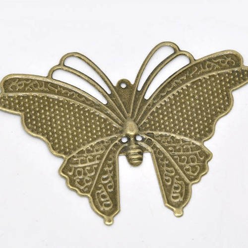 4 estampes forme papillon couleur bronze 6.9x5cm ref pe201601 