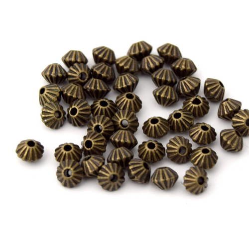 20 perles intercalaires bicône couleur bronze 5x4mm ref pib201601 