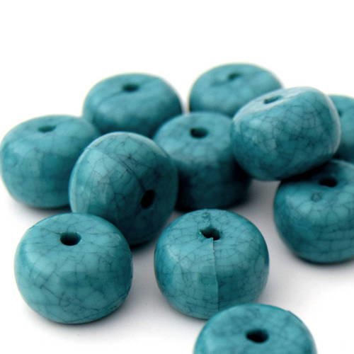 Lot de 20 perles turquoise acrylique rond plat 14 mm ref pa201602 