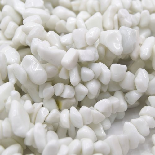 X 50 perles chips porcelaine blanche puces-