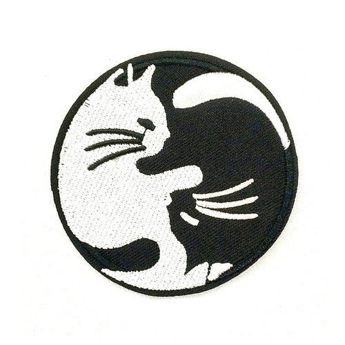 Ecusson patch thermocollant chat ying et yong black and white- à l'unité