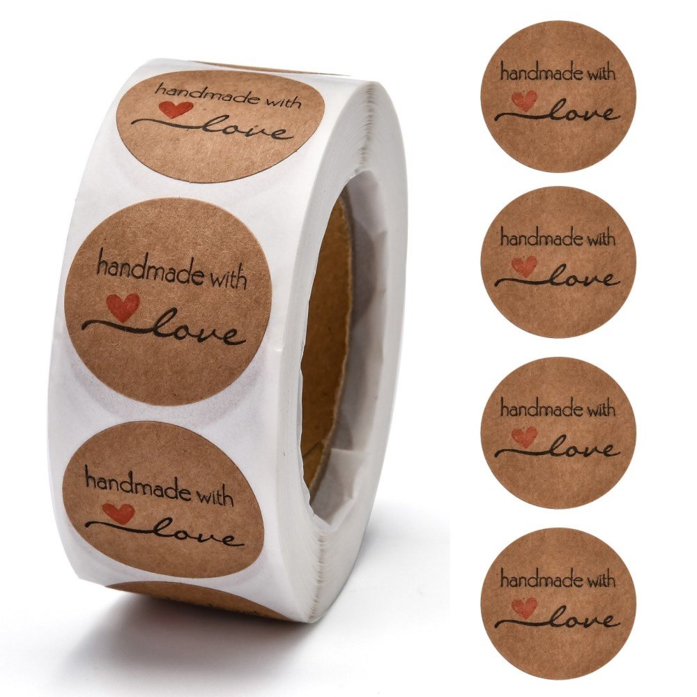 Etiquettes autocollant de fermeture ronde handmade with love - Un grand  marché