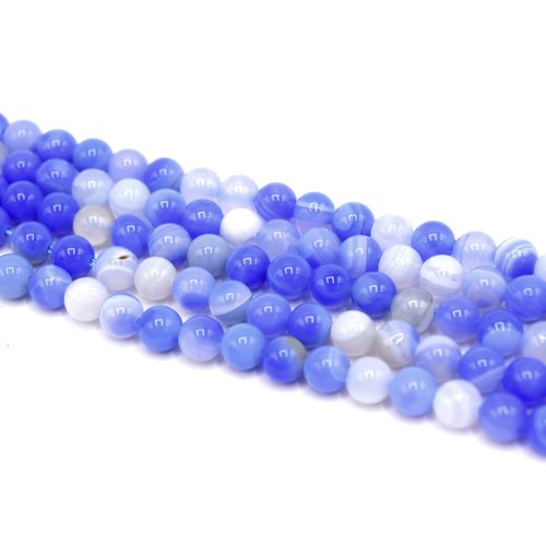20 perles de calcédoine bleu ronde 6mm