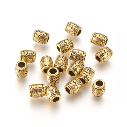 Perles dorées de style tibétain colonne 6.5 mm - 40 unités