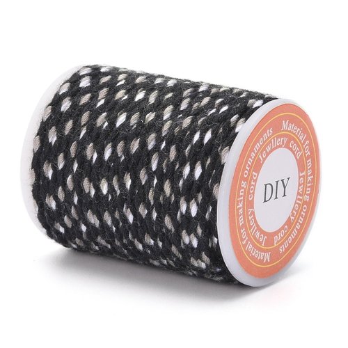 Rouleau de 4 mètres fil pour macramé polycoton 4 épaisseurs 1.5mm noir
