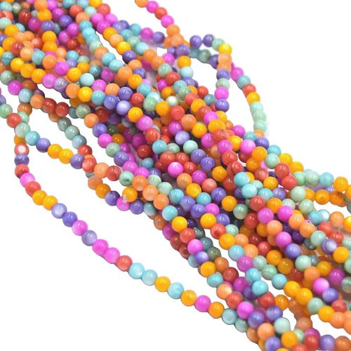 Chapelet de perles de coquille d'eau douce ronde teinté multicolore 5mm