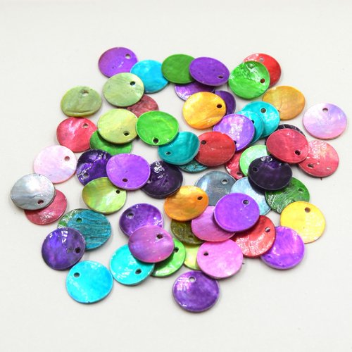20 breloques akoya peintes 13mm- nacre naturelle & couleurs uniques