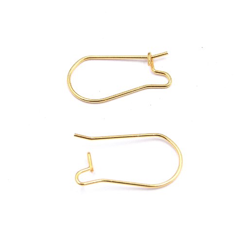 12 crochets d'oreilles dormeuses en acier inoxydable 304, plaqué or 18k véritable, 20x9mm