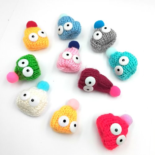 X5 mini bonnet en laine multicolore - miniature pour poupée diy