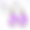 Boucles d’oreilles bronze avec cabochons en verre * feuillages sur fond violet *