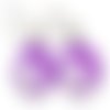 Boucles d’oreilles bronze avec cabochons en verre * feuillages sur fond violet * 2