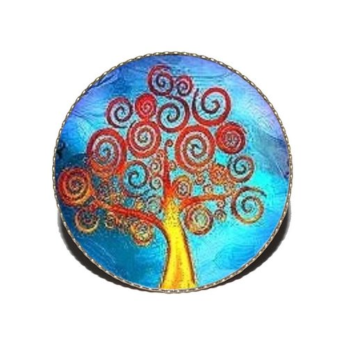 Bague bronze avec cabochon en résine * arbre fond bleu * 