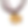 Collier organza marron avec cabochon en résine * motifs seventies * 5