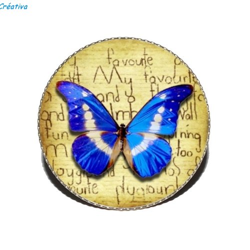 Bague bronze avec cabochon en résine * papillon bleu * 8