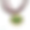 Collier organza marron avec cabochon en résine * papillon vert * 2