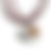 Collier organza marron avec cabochon en résine * libellule et dandelion * 