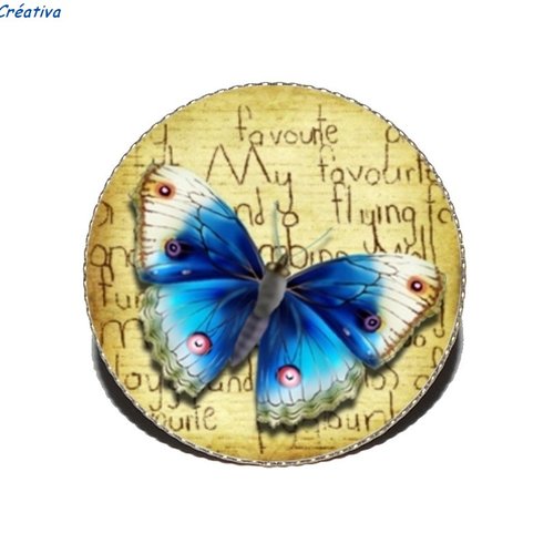 Bague bronze avec cabochon en résine * papillon bleu * 4