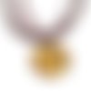 Collier organza marron avec cabochon en résine * motifs seventies * 4
