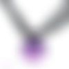 Collier organza noir avec cabochon en résine * fée sur fond violet *