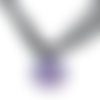 Collier organza noir avec cabochon en résine * motifs violets *