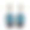 Clips d’oreilles bronze avec cabochons en résine * spirales bleues *
