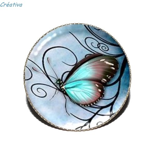 Bague bronze avec cabochon en résine * papillon volutes * 3