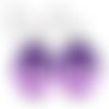 Boucles d’oreilles argentées avec cabochons en résine * fée sur fond violet *