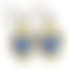 Boucles d’oreilles bronze avec cabochons en résine * papillons bleus * 8