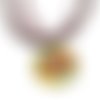 Collier organza marron avec cabochon en résine * pop *