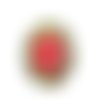 Cabochon verre ovale fleur rouge vert boheme 18x13mm 