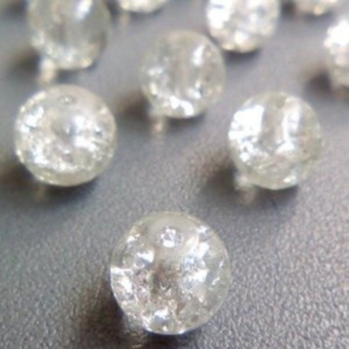 22 perles verre craquelé transparent 8mm