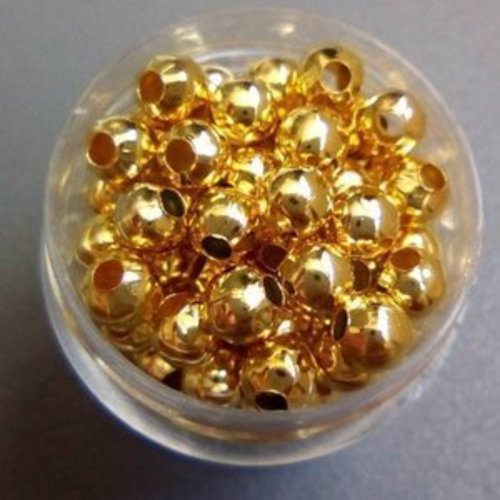 30 perles intercalaires rondes métal doré 4mm