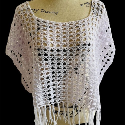 Poncho blanc femme