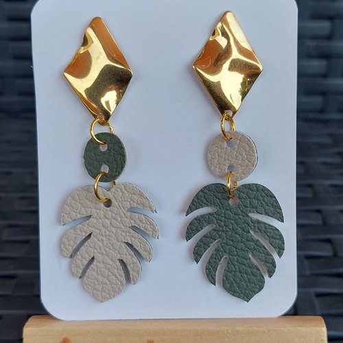 Boucles d'oreilles monstera