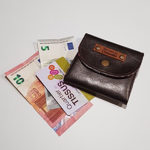 Porte monnaie, porte cartes simili cuir marron nacré - livraison gratuite