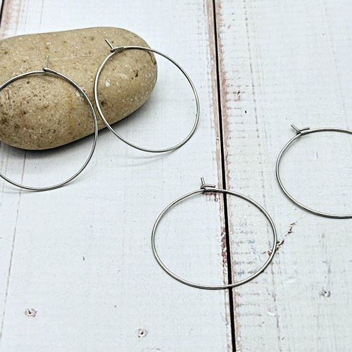 10 créoles rondes 30mm acier inoxydable