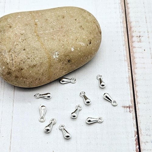 200 breloques gouttes 7mm argent clair