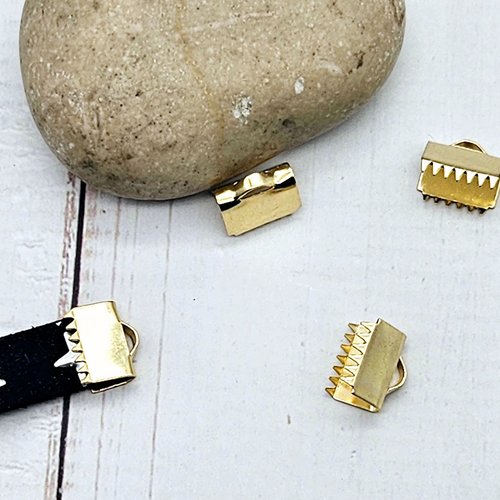 10 embouts fermoirs griffes 10,5mm acier inoxydable doré