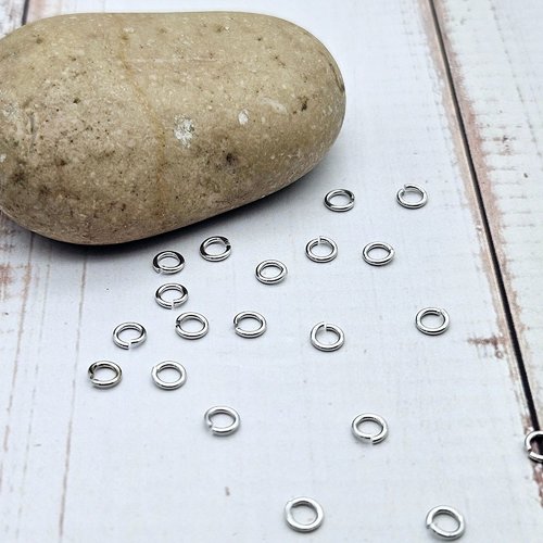 50 anneaux de jonction 4mm argent platine