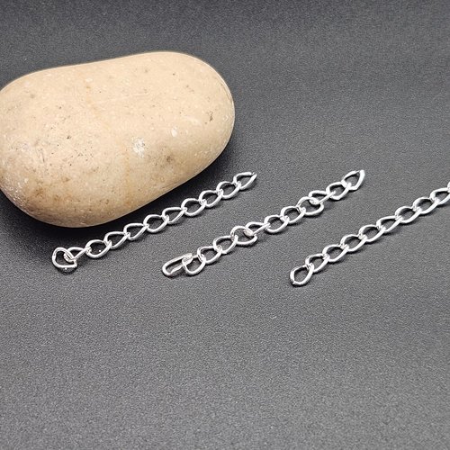 100 chaînettes d'extension maille courbée couleur argent clair