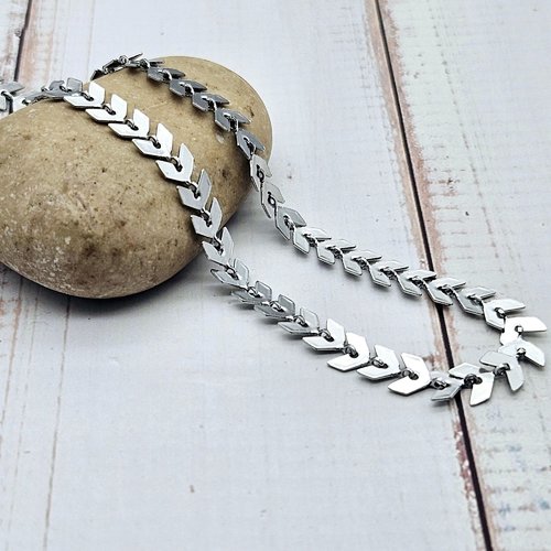 Chaîne maille chevron épis acier inoxydable